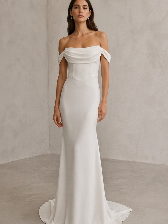 Lela Rose Dresses & Skirts - Lela Rose Ivory Off-the-Shoulder Satin Wedding Gown